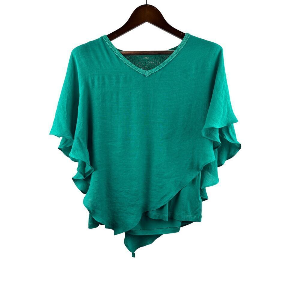 Women’s APT. 9 Medium Teal Blouse w/ Embroidery